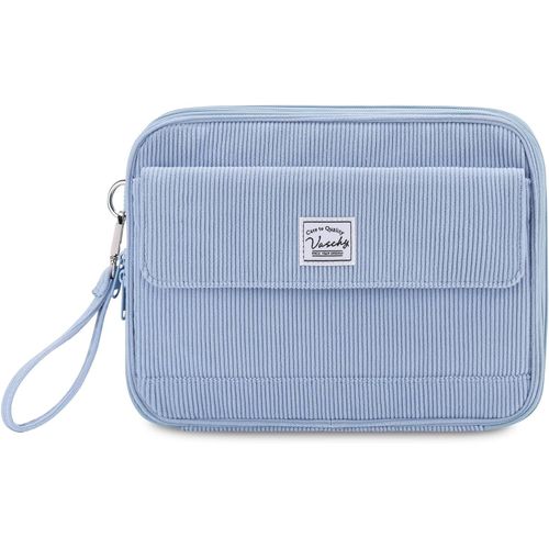 Chenquansarl-Trousse Crayon De Couleur, Grande Trousse 192 Slots En Velours Côtelé Portable Multi-Poches Feutres Stylos Aquarelle Avec Anse Amovible Pour Homme Femme Fille Artiste Bleu Clair