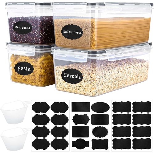 Yemaesre-Lot De 4 Boite Rangement Cuisine, 3.2l Boîte De Conservation Alimentaire En Plastique Sans Bpa,Pour Céréales,Pâtes,Farine