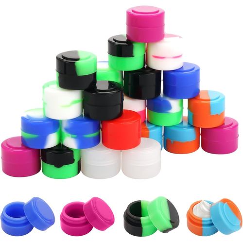 YEMAESRE-30 Pièces 2Ml Boîte D'Emballage En Silicone, Mini Boîte Ronde Silicone Box, Boite Alimentaire En Silicone Antiadhésif, ôle Contenant Rond Récipient En Silicone Pour Produits De Soins De La P