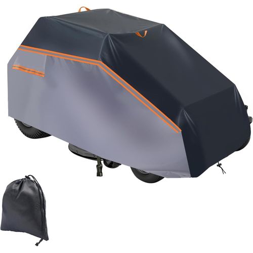 YEMAESRE-Bâche De Tracteur À Gazon 600D, Imperméable Anti-Poussière Résistante Aux Uv Coupe-Vent, Anti-Pluie Housse De Protection Pour Tondeuse À Gazon D'Extérieur(L201 X W140 X H117 Cm)