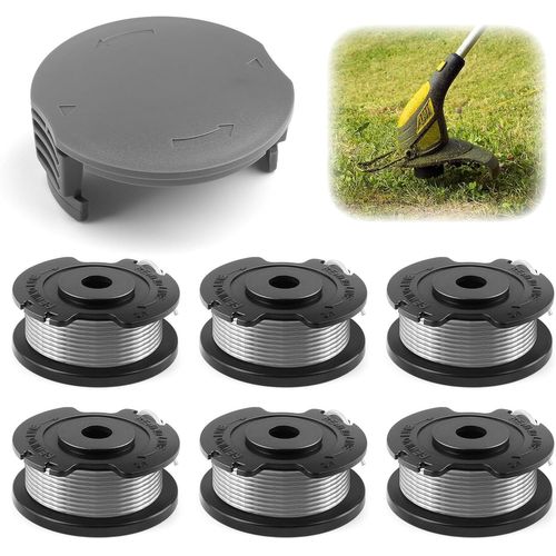YEMAESRE-6 Pièces Fil Coupe Bordure Bosch Ø1,65Mm 6M, Bobine Rechange F016800569 Avec Couvercle De Bobine De Rechange F016F05320, Bobine Fil Coupe Bordure Pour Bosch Easygrasscut 18/23/26/18-230/18-2