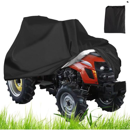 YEMAESRE-Housse De Tracteur De Jardin, Housse Protection Tondeuse Housse De Tondeuse À Gazon Autoportée, Imperméable Housse De Tondeuse En Polyester 210D Avec Sac De Rangement A Cordon(183X137X117Cm)