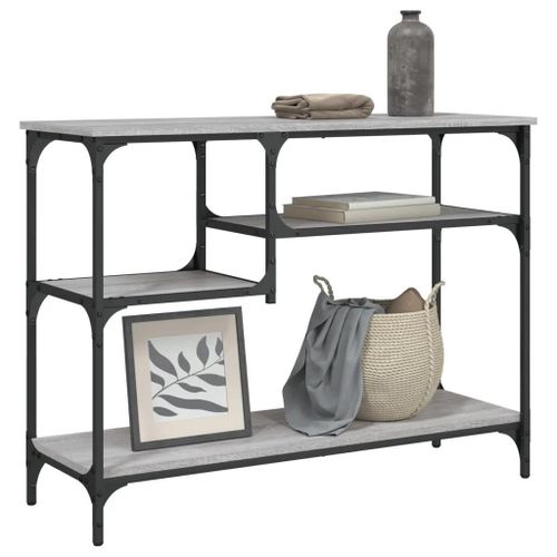 Table Console Avec Etageres En Bois D'ingenierie Sonoma Gris | 100x35x75 Cm, Compacte, Gain De Place, Multifonctionnelle Pour Entree/Salon