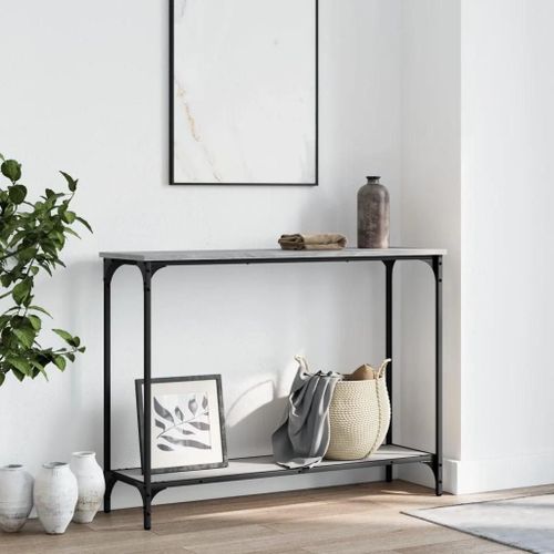 Table Console En Bois D'ingenierie Chene Sonoma | 101x30,5x75 Cm, Gris, Gain De Place, Multifonctionnel Pour Entree/Salon