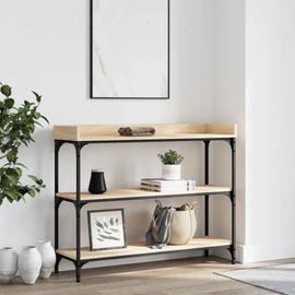 Table Console En Chene Sonoma Avec Etageres | 100x30x80 Cm, Gain De Place, Multifonctionnel Pour Entree Ou Salon, Cadre Metal Stable
