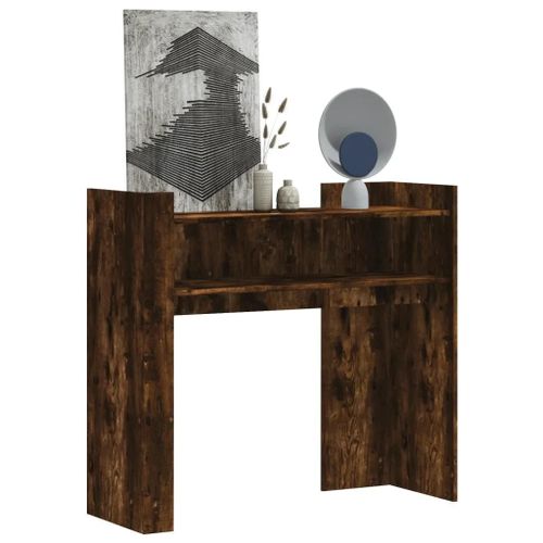 Table Console En Chene Fume | 100x35x90 Cm, Bois D'ingenierie Durable, Compacte, Gain De Place, Multifonctionnelle