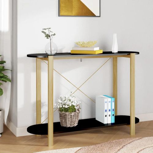 Table Console En Bois D'ingenierie Noir | 110x38x75 Cm, Design Classique, Gain De Place, Stable Et Durable