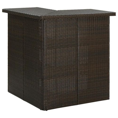 Table D'angle De Bar En Resine Tressee Et Acier | 100x50x105 Cm, 3 Etageres, Compact, Gain De Place, Multifonctionnel