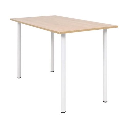 Table A Manger En Chene Et Acier Blanc | 120x60x73 Cm, Compacte, Gain De Place, Design Moderne