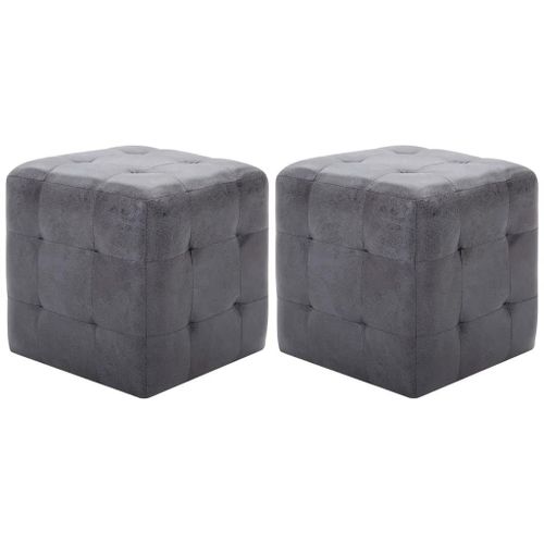 Tables De Chevet En Similicuir Daim | Lot De 2, 30x30x30 Cm, Style Retro, Multifonctionnel, Gain De Place