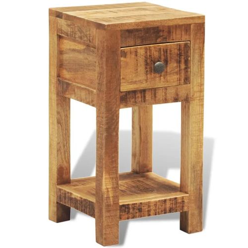 Table De Chevet En Bois Massif De Manguier | 1 Tiroir, Compacte, Gain De Place, Multifonctionnelle