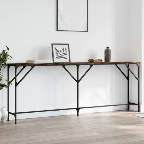 Table Console En Chene Fume | 200x29x75 Cm, Bois D'ingenierie Durable, Elegante Et Stable, Gain De Place Pour Entree Ou Salon