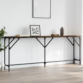 Table Console En Chene Fume | 200x29x75 Cm, Bois D'ingenierie Durable, Elegante Et Stable, Gain De Place Pour Entree Ou Salon