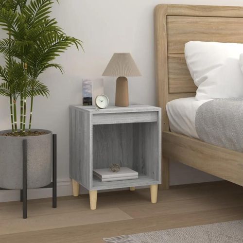 Table De Chevet En Bois D'ingenierie Sonoma Gris | 40x35x50 Cm, Compacte, 2 Etageres, Gain De Place