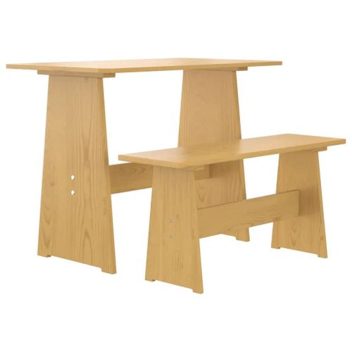 Table A Manger Avec Banc En Bois De Pin Massif | Reine Marron Miel, Compacte, 4-6 Personnes, Interieur/Exterieur