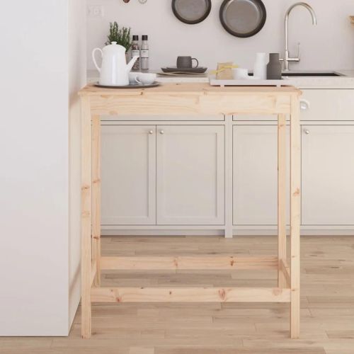 Table De Bar En Bois Massif De Pin 100x50x110 Cm | Cadre Stable, Dessus Robuste, Gain De Place