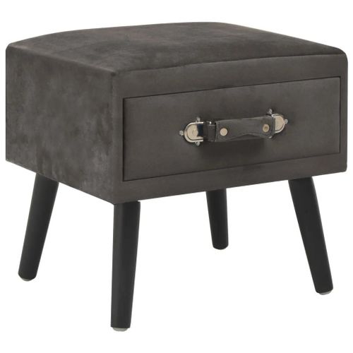 Table De Chevet En Velours Et Pin | 40x35x40 Cm, Compacte, 1 Tiroir, Gain De Place, Multifonctionnelle