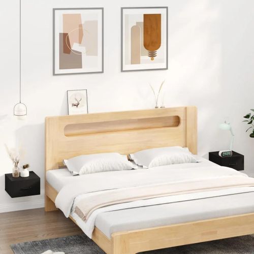 Tables De Chevet Murales En Bois D'ingenierie Noir | 2 Pcs, 35x35x20 Cm, Compact, Gain De Place, Multifonctionnel