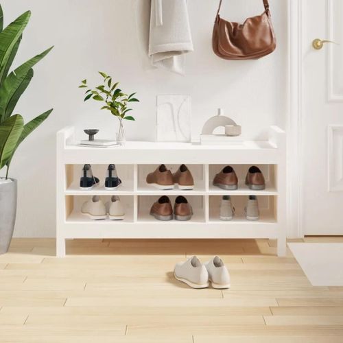 Banc D'entree En Bois De Pin Massif | 110x40x60 Cm, 6 Compartiments, Gain De Place, Multifonctionnel