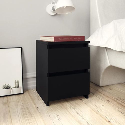 Tables De Chevet En Bois D'ingenierie Noir | 2 Pcs, 30x30x40 Cm, 2 Tiroirs, Gain De Place, Multifonctionnel