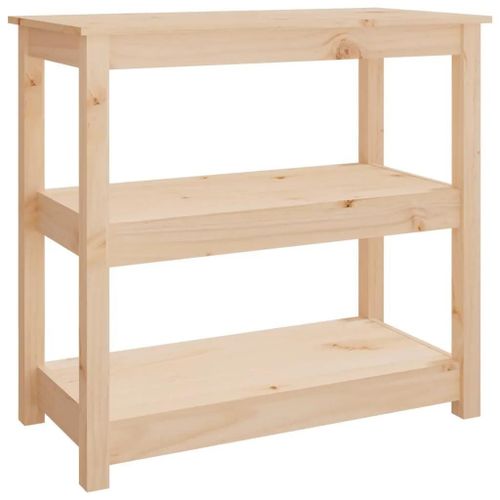 Table Console En Bois Massif De Pin 80x40x74 Cm | 3 Etages Ouverts, Gain De Place, Multifonctionnel Pour Entree Ou Salon
