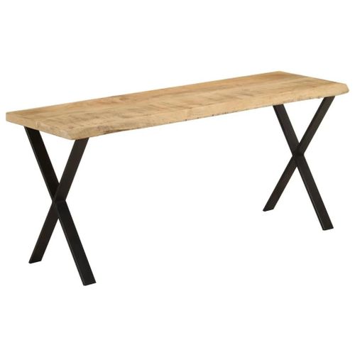 Banc En Bois De Manguier Massif Avec Bord Vivant | 105 Cm, Structure En X Acier, Stable Jusqu'a 110 Kg, Salon/Salle A Manger, Style Industriel