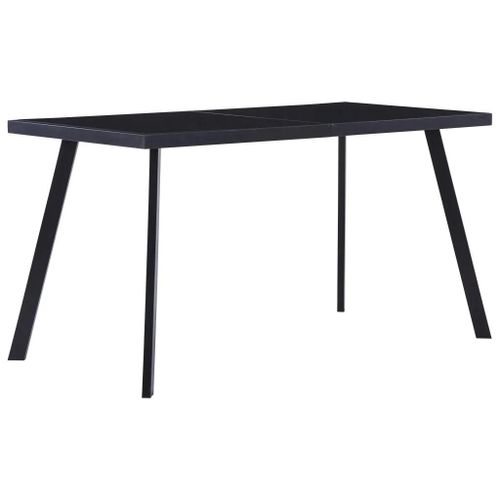 Table A Manger En Verre Trempe Et Acier | Noir, 140x70x75 Cm, Compacte, Gain De Place, Design Epure