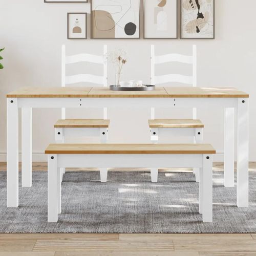 Table A Manger En Bois Massif De Pin Panama Blanc | 160x80x75 Cm, Style Minimaliste, Gain De Place