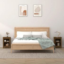 Tables De Chevet En Bois De Pin Massif Marron Miel | 2 Pcs, 40x35x55 Cm, Compactes, Grand Espace De Rangement, Design Elegant