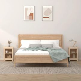 Tables De Chevet En Bois De Pin Massif 2 Pcs | 40x35x55 Cm, Compact, Grand Espace De Rangement, Design Elegant