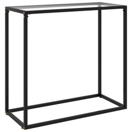 Table Console En Verre Trempe Et Acier | 80x35x75 Cm, Design Elegant, Compacte, Gain De Place, Facile A Nettoyer