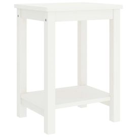 Table De Chevet En Pin Massif Blanc | 35x30x47 Cm, 1 Etagere, Compact, Gain De Place, Multifonctionnel