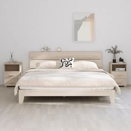 Tables De Chevet En Bois Massif De Pin Hamar | Lot De 2, 40x35x62 Cm, 2 Tiroirs + Compartiment Ouvert, Gain De Place, Multifonctionnel