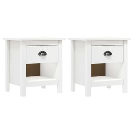 Tables De Chevet En Bois De Pin Massif | 2 Pcs, 46x35x49,5 Cm, Compact, Tiroir + Etagere, Gain De Place, Multifonctionnel
