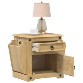 Table De Chevet En Bois De Pin Massif | 45x35x47,5 Cm, 1 Tiroir + 2 Porte-Revues, Compacte, Gain De Place, Design Elegant