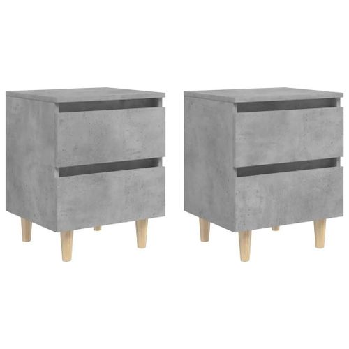 Tables De Chevet En Pin | 2 Pieces 40x35x50 Cm, Design Scandinave, 2 Tiroirs De Rangement, Compact, Gain De Place