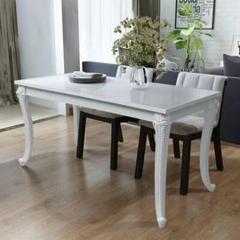Table A Manger En Mdf Blanc Brillant | 116x66x76 Cm, Design Elegant, 4 Pieds Robustes, Facile A Nettoyer, Gain De Place