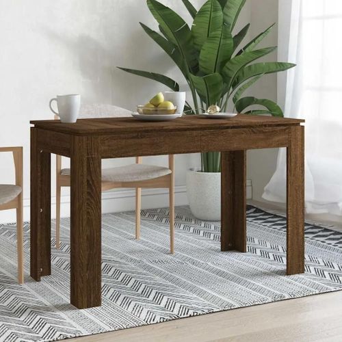 Table A Diner En Bois D'ingenierie Chene Marron | 120x60x76 Cm, Style Minimaliste, Surface Lisse Et Resistante