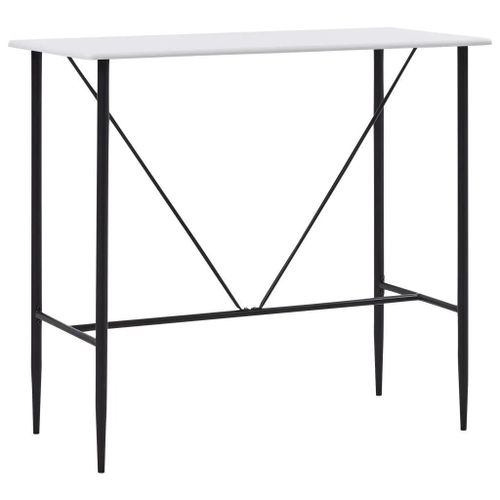 Table De Bar En Mdf Blanc | 120x60x110 Cm, Compacte, Gain De Place, Design Contemporain, Pieds En Acier Resistant