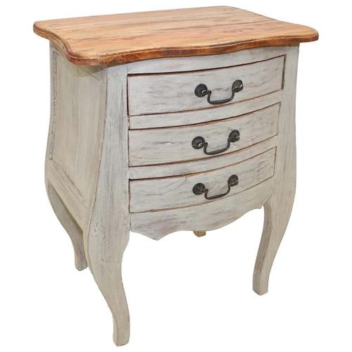 Table De Chevet En Acajou Massif | 48x35x64 Cm, 3 Tiroirs, Style Vintage, Gain De Place, Multifonctionnelle