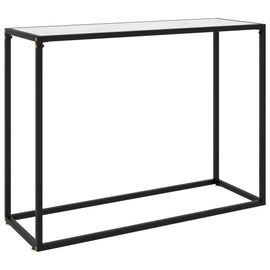 Table Console En Verre Trempe Et Acier | Blanc, 100x35x75 Cm, Design Elegant, Gain De Place, Facile A Nettoyer