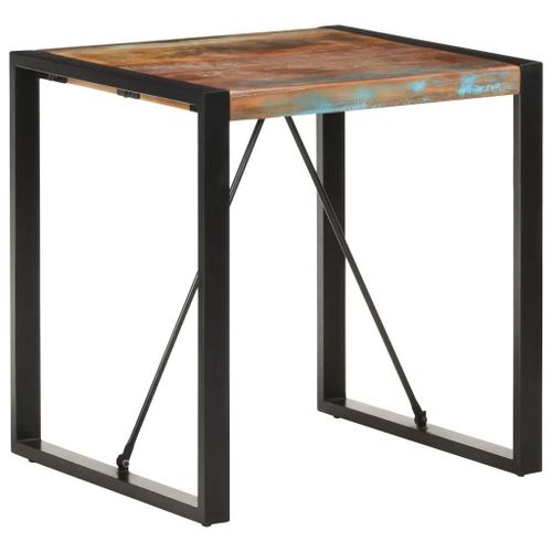 Table A Manger En Bois De Recuperation Massif | 70x70x75 Cm, Style Industriel, Pieds En Acier Robustes, Unique Et Durable