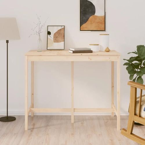 Table De Bar En Bois Massif De Pin 140x80x110 Cm | Compact, Stable, Multifonctionnel, Gain De Place