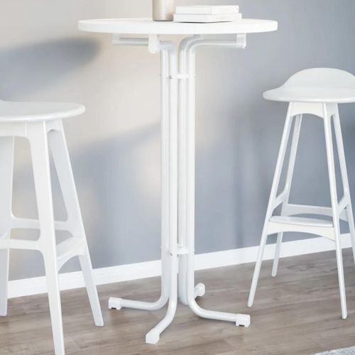 Table A Manger En Bois D'ingenierie Et Acier | ?70x110 Cm, Blanc, Compact, Gain De Place, Design Pliable