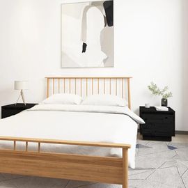 Tables De Chevet En Bois De Pin Massif | 2 Pcs, 35x34x32 Cm, Noir, Compact, Gain De Place, Multifonctionnel
