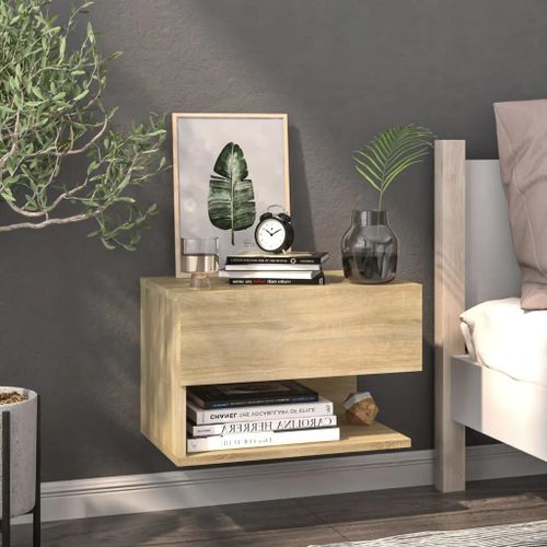 Table De Chevet Murale En Chene Sonoma | Compacte, Gain De Place, Multifonctionnelle, Montage Facile, Surface Lisse Et Resistante