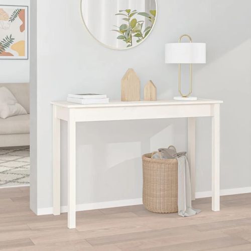 Table Console En Bois Massif De Pin Blanc | 110x40x75 Cm, Elegante, Gain De Place, Multifonctionnelle