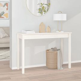 Table Console En Bois Massif De Pin Blanc | 110x40x75 Cm, Elegante, Gain De Place, Multifonctionnelle