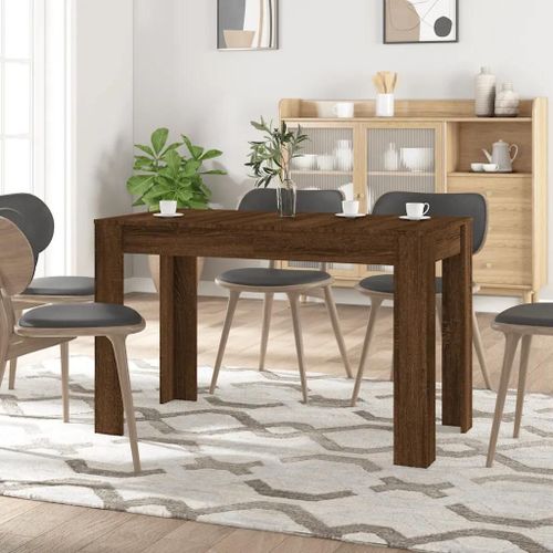 Table A Diner En Bois D'ingenierie Chene Marron | 120x60x76 Cm, Style Minimaliste, Surface Lisse Et Resistante, Multifonctionnelle
