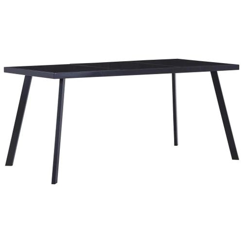 Table A Manger En Verre Trempe Et Acier | Noir, 180x90x75 Cm, Compacte, Gain De Place, Design Epure